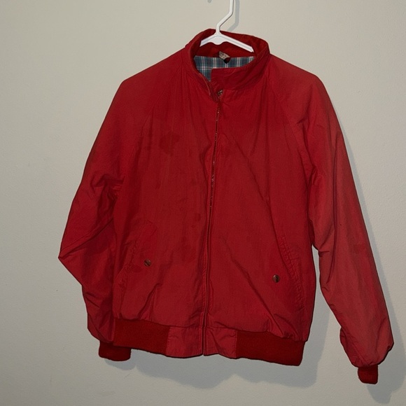 Vintage 80s American Eagle Barn Jacket Red Plaid Linging Pockets Zip FUC Flaw - Picture 2 of 16